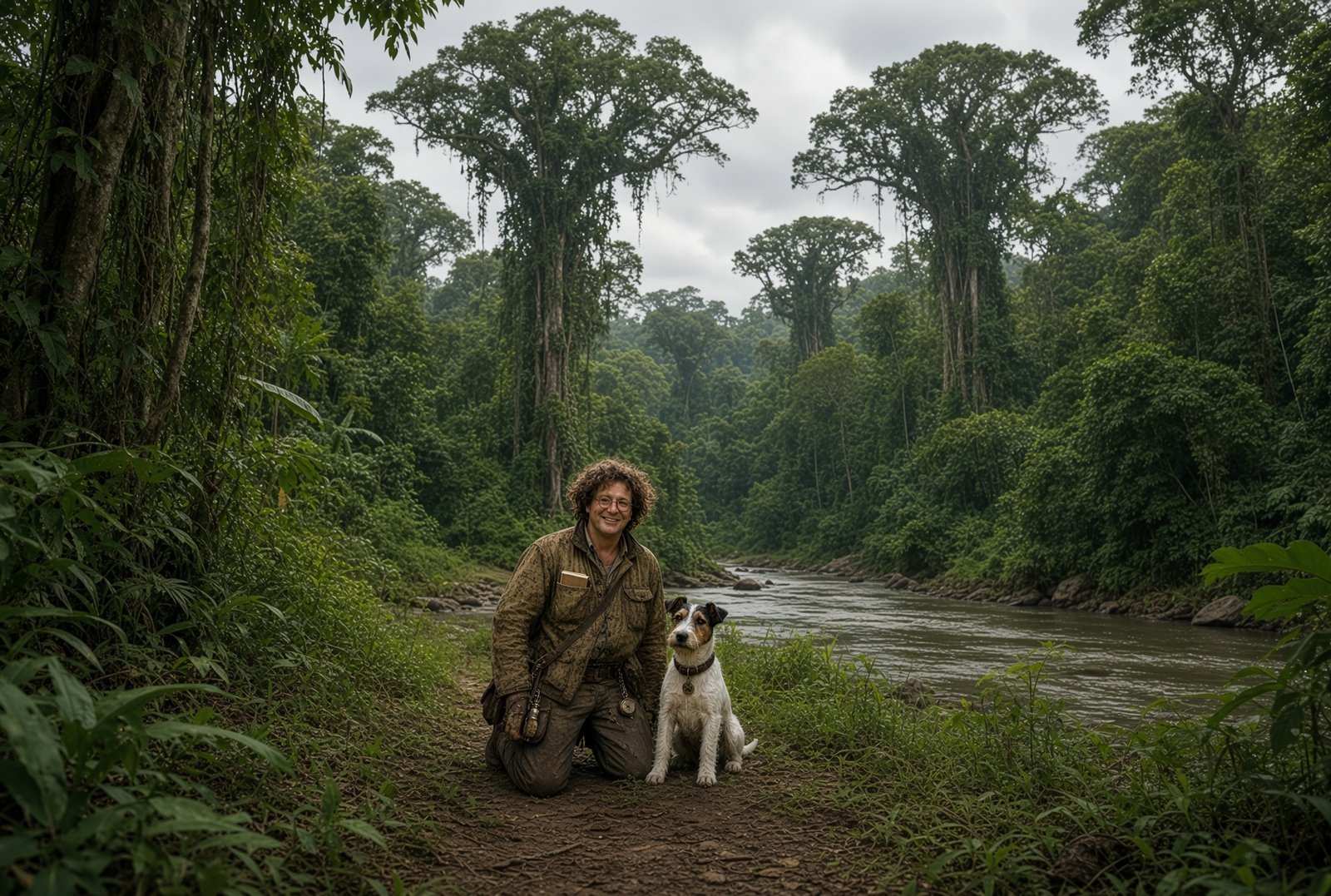 Dr. Argelian Vance and Barnaby by a jungle river